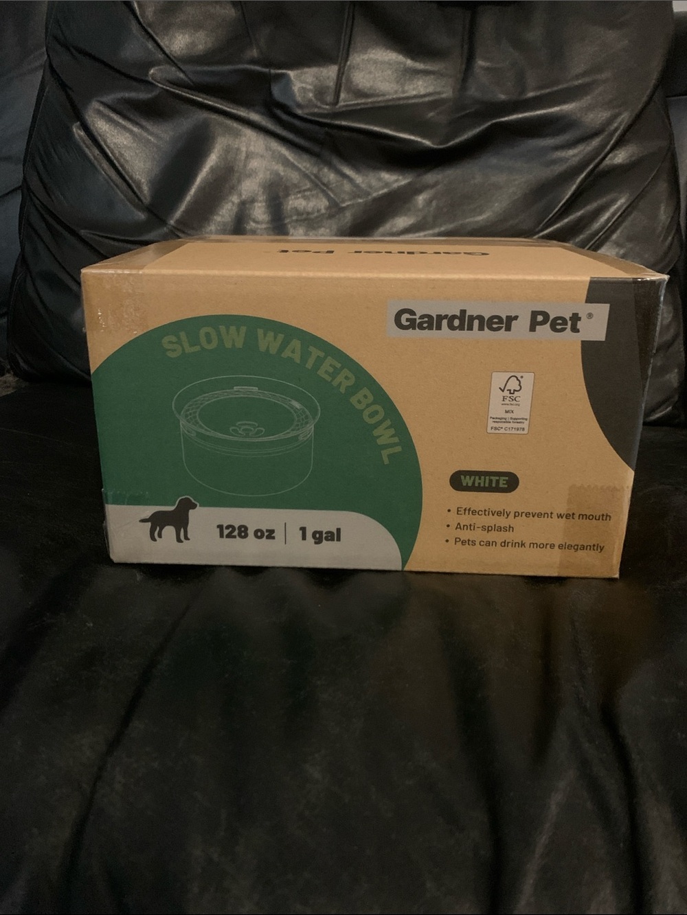 New Gardner Pet Slow Water Bowl - White